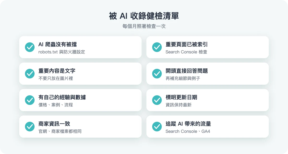 被 AI 收錄健檢清單