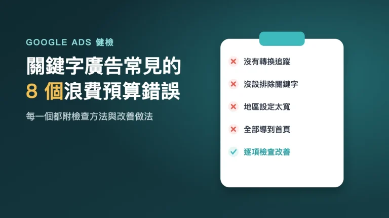 關鍵字廣告常見的 8 個浪費預算錯誤:每一項都附檢查與修正方法