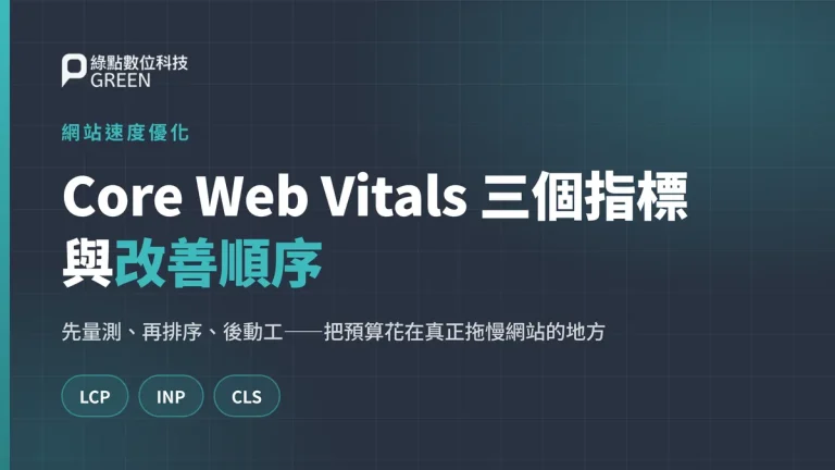 文章封面:網站速度優化與 Core Web Vitals 三個指標